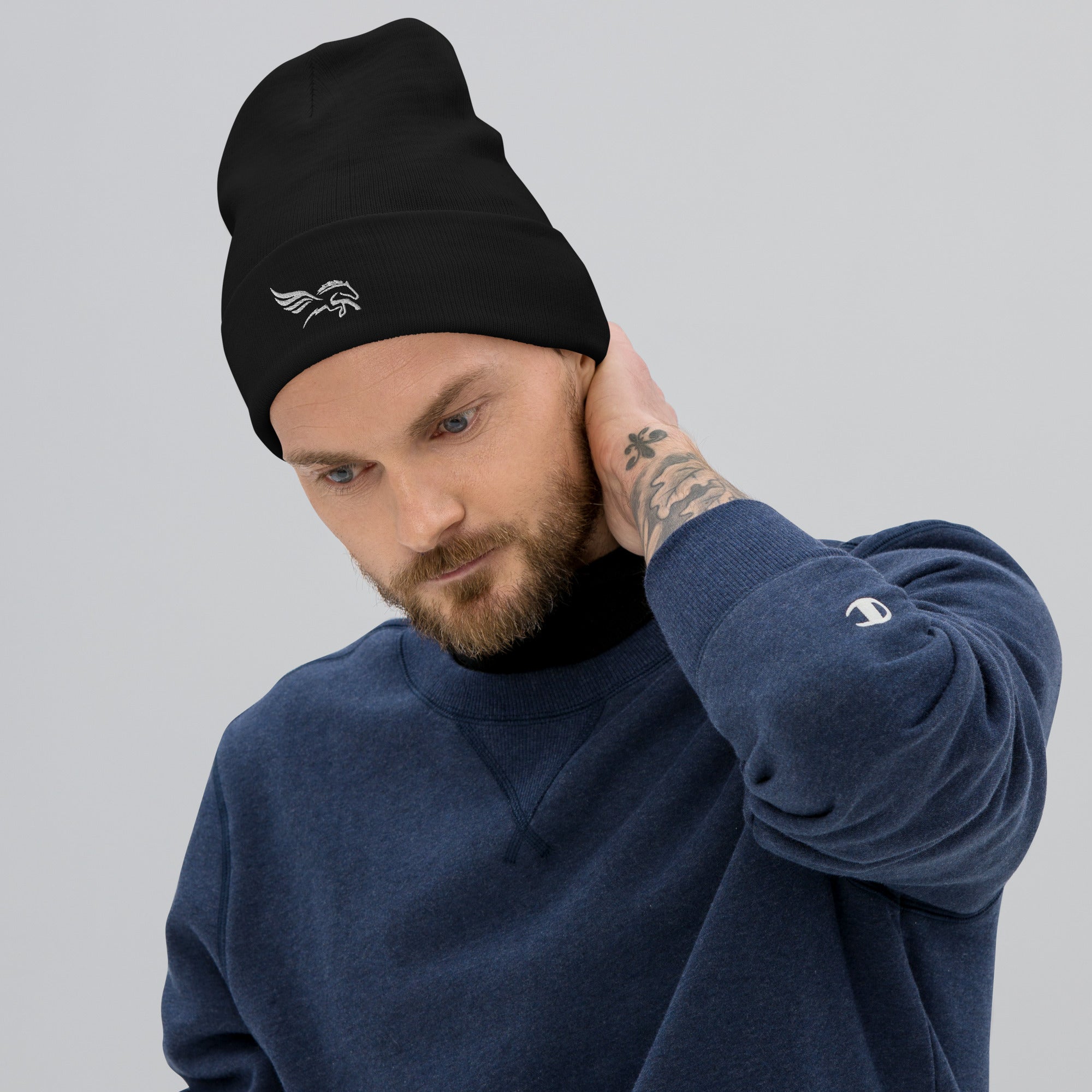 Dark Color Embroidered Percy Beanie
