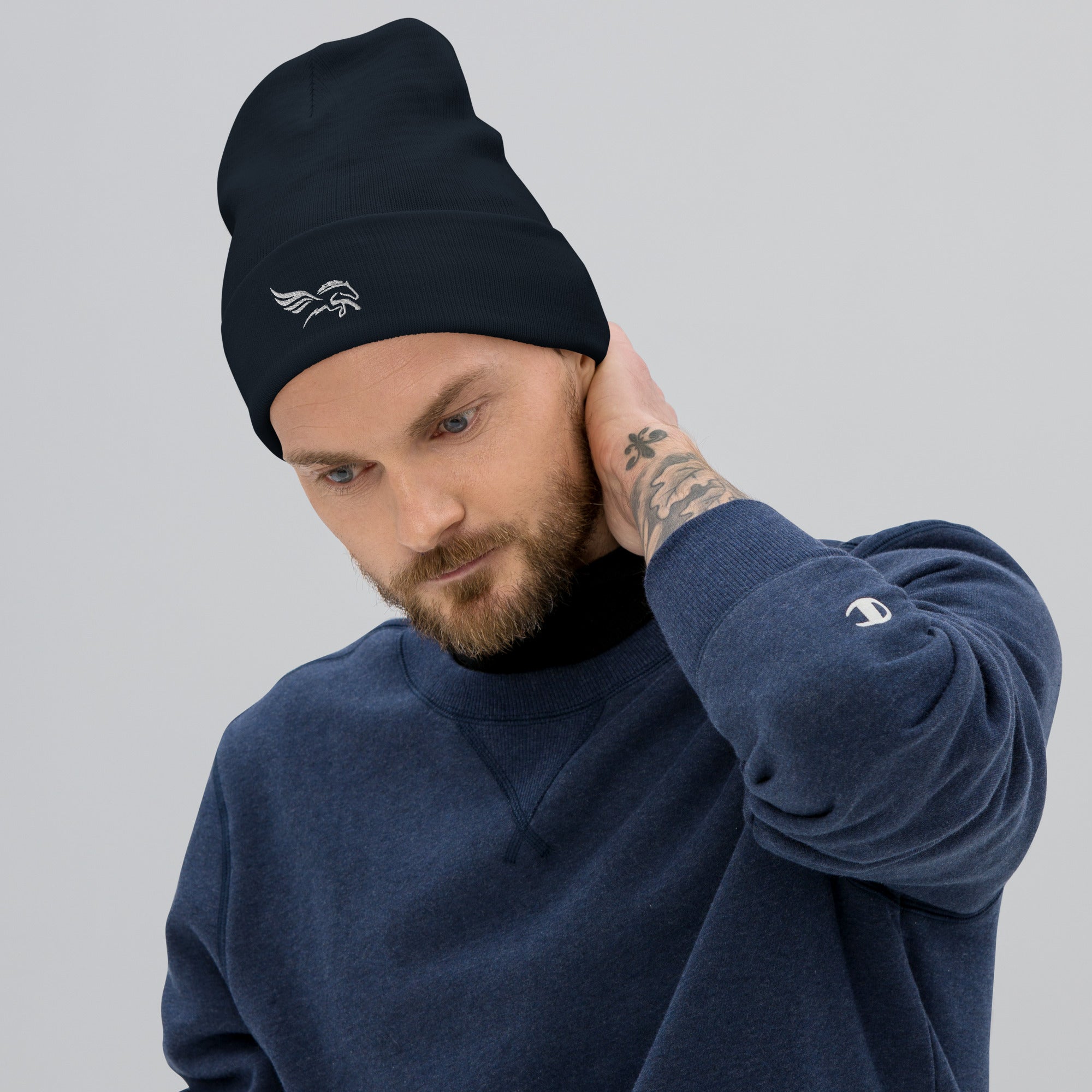 Dark Color Embroidered Percy Beanie